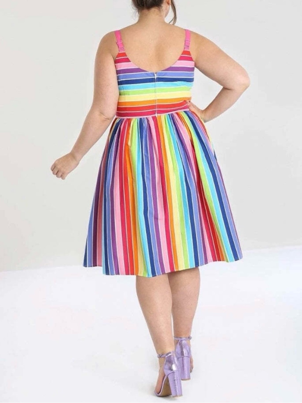 Hell Bunny Over The Rainbow Stripe 50's style Dress Wmns 4XL - Picture 6 of 12